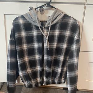 Cropped flannel with hoodie